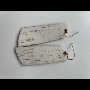 White Cork Gem Nickel & Suede Earrings